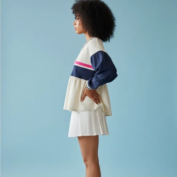 NWT Entro Mixed Media V-Neck Peplum Top Size Large - Picture 3 of 5